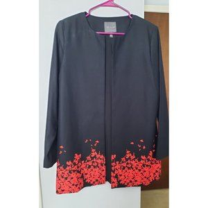 The Limited Open Front Blazer Jacket Black w red floating floral sz 10